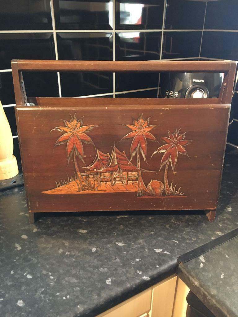 Antique Chinese inlaid oriental magazine rack