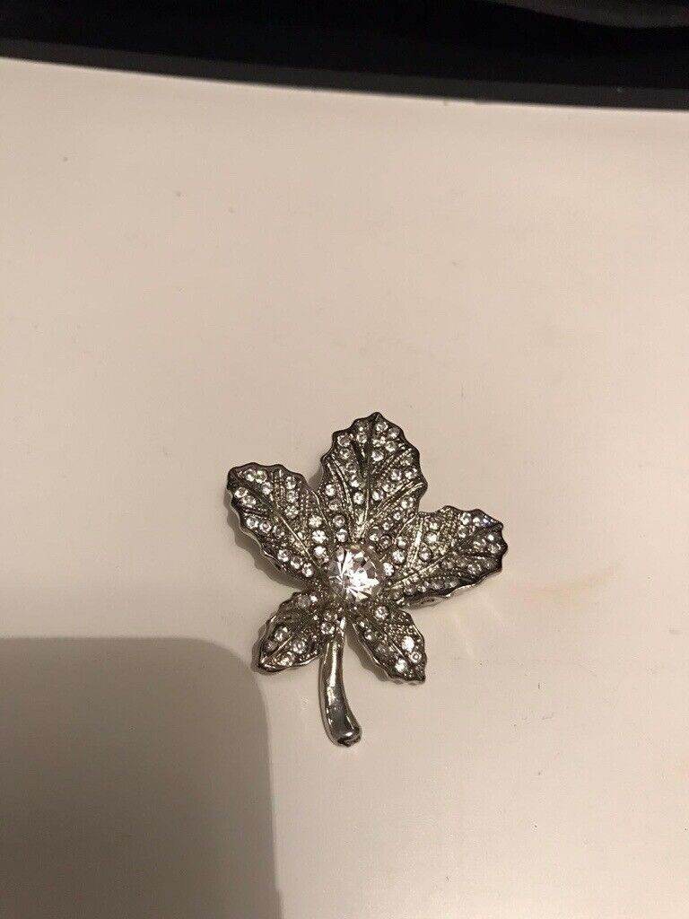 Beautiful leaf diamante brooch