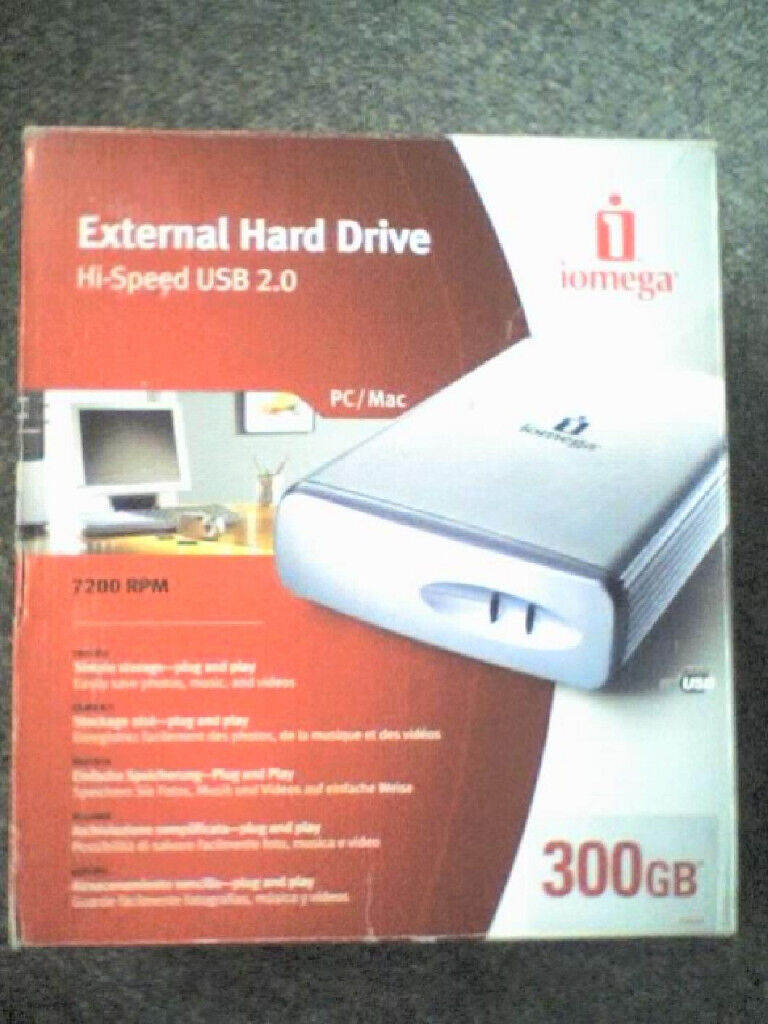 Iomega External 300Gb Hi-Speed USB 2.0 Hard Drive for PC / MAC.