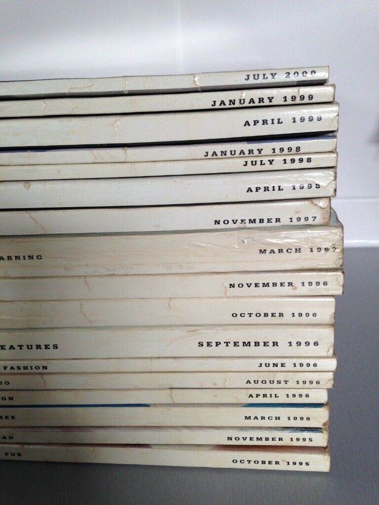 13x Vintage 90's W Fashion Magazines: circa 1995, 1996, 1997, 1998, 1999