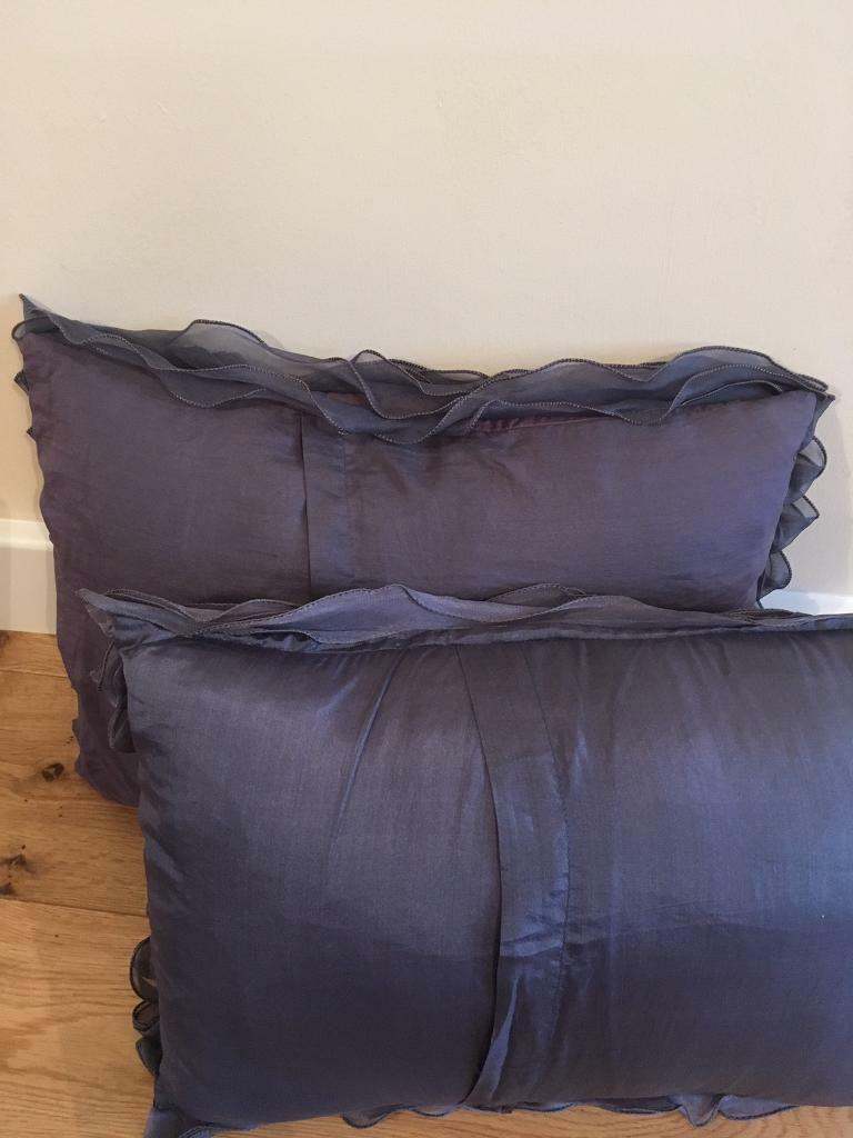 2 lovely purple 100 percent silk cushions from Linea in House of Fraser's