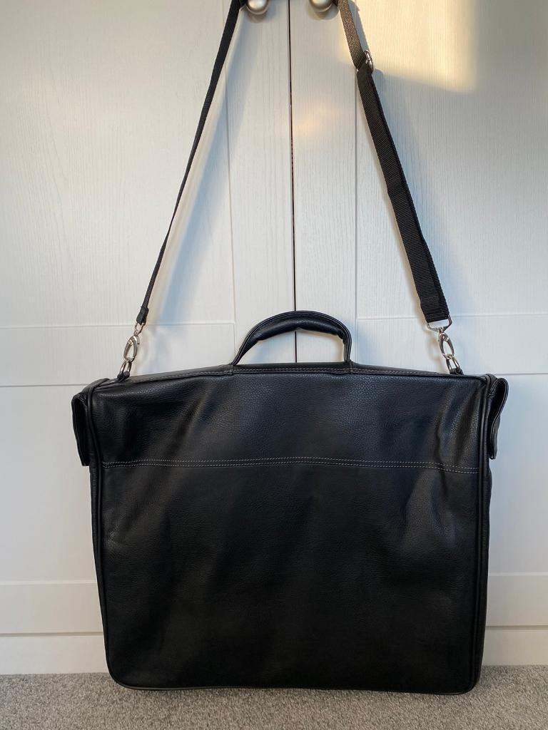 Black Faux Leather Mens Suit Carrier
