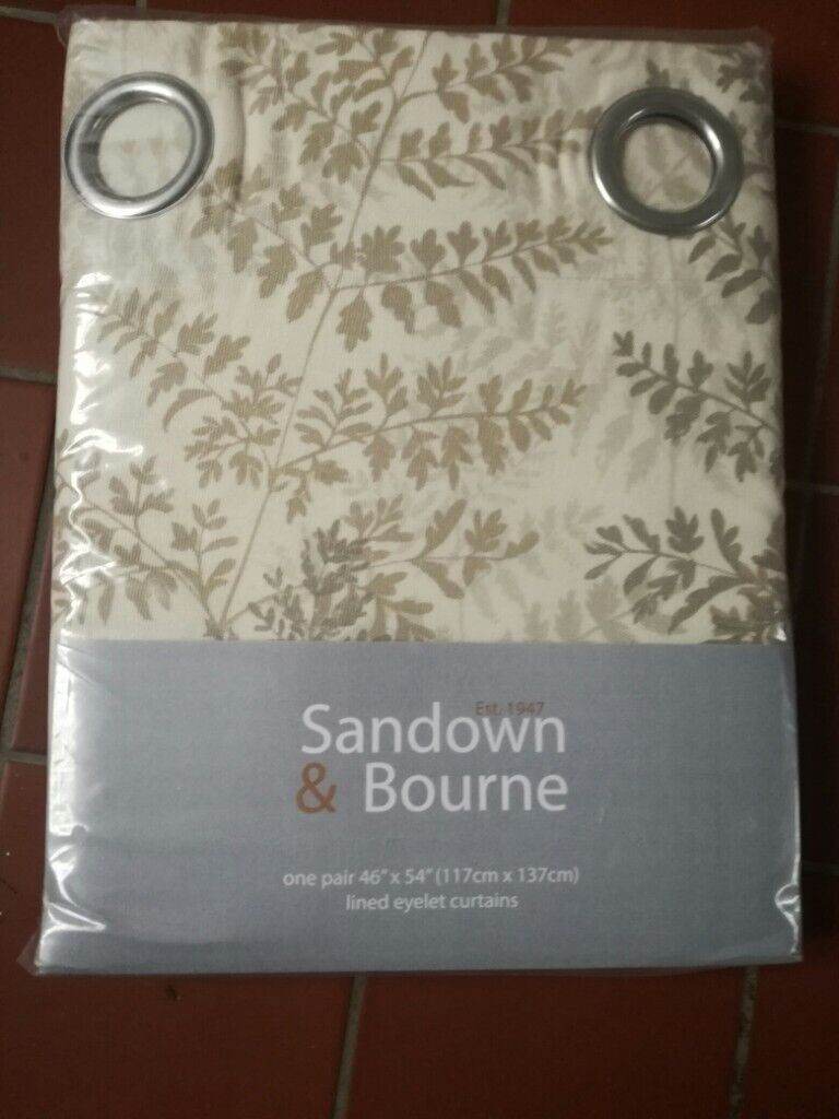 NEW IN WRAPPER - SANDOWN & BOURNE LINED CURTAINS neutral colour