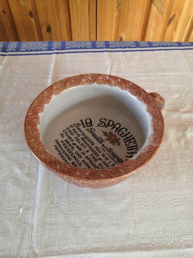 Vintage, Italian Spaghettata / Pasta Bowl with Recipe, Spaghetti alla Scarpara 