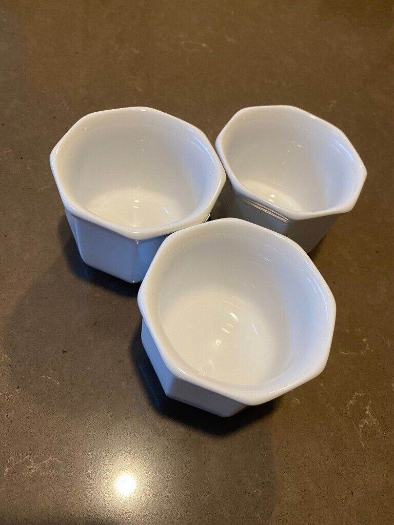 3 ceramic white mini indoor herb plant pots