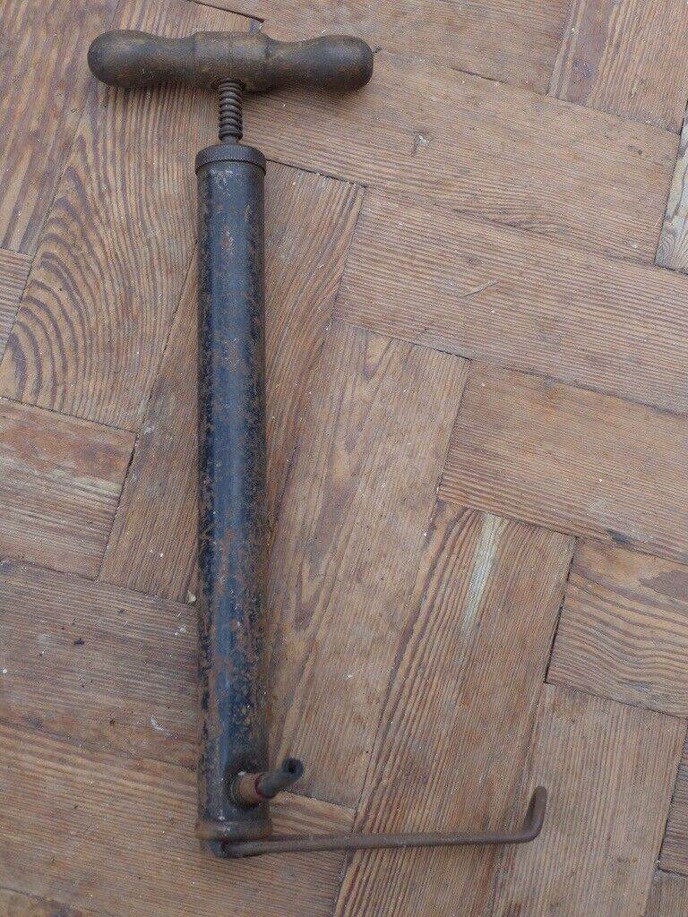Vintage antique Car Tyre Stirrup Hand Pump for display renovation.
