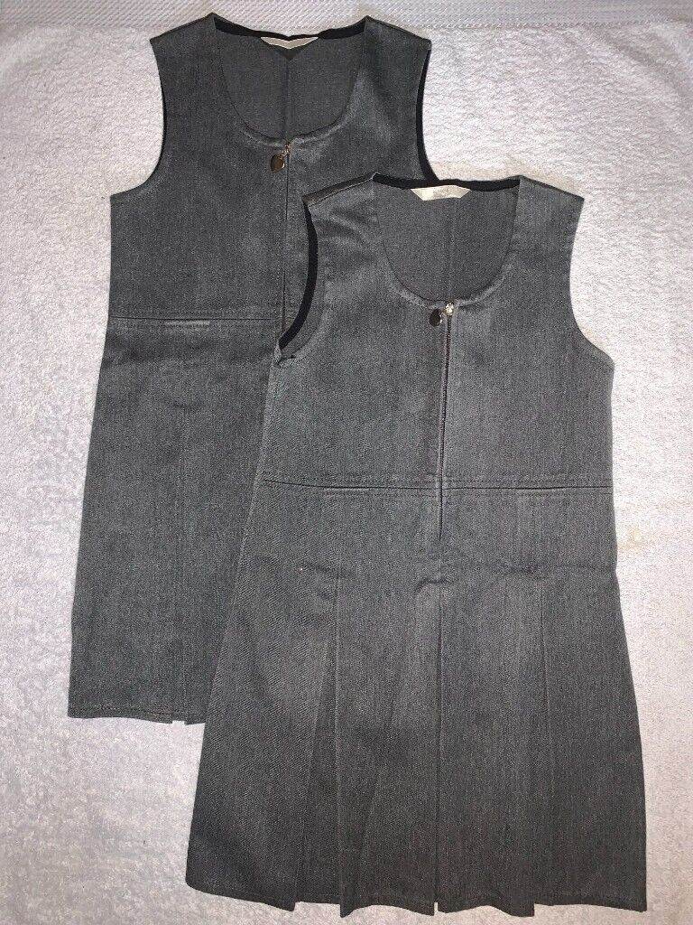 2 x M&S Grey School Uniform Pinafore Dresses Age 6 Years IP1