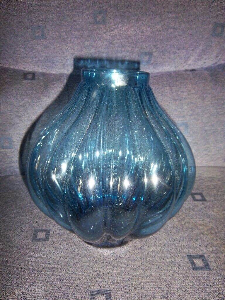 Unused Blue Glass Decorative M&S Vase IP1