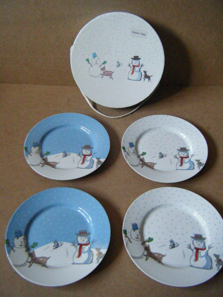 Set of 4 (SNOWMAN SIDE PLATES). Boxed in excellent condition.