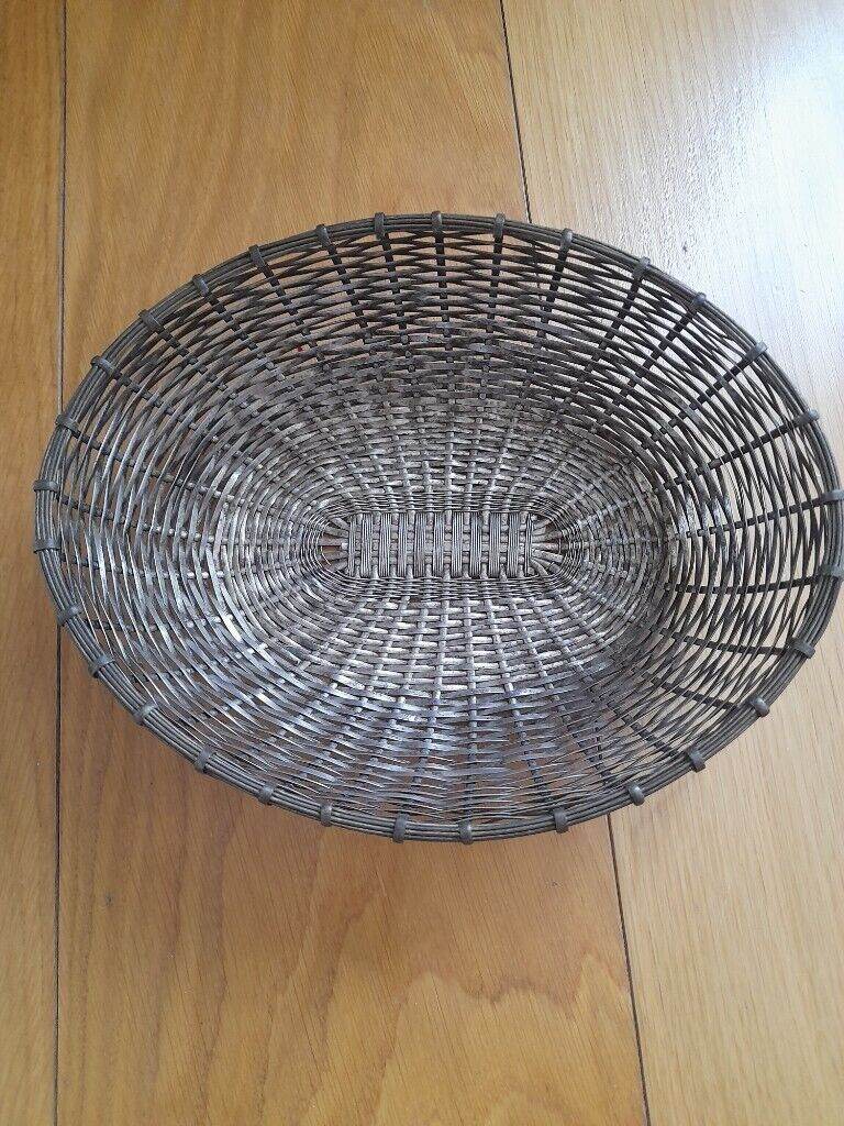 Vintage,silver metal woven bread or fruit basket. Good quality