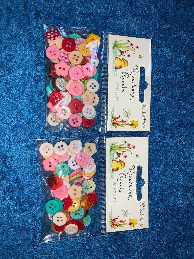 2 x New Packs of 80 Acid Free Buttons by Riverbank Revels IP1