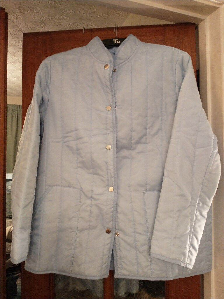  JACKET. SIZE 16. M&S. Lightweight, soft padded jacket. Pale-blue. As new cond.