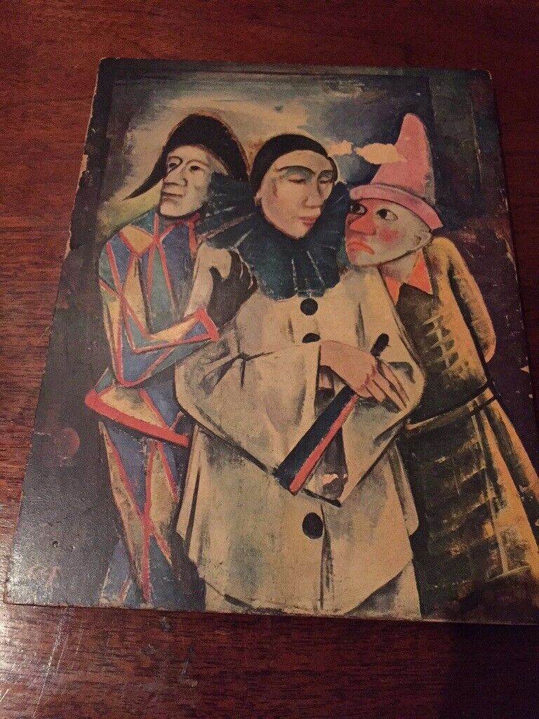 Karl Hofer print, Masquerade, 3 masks