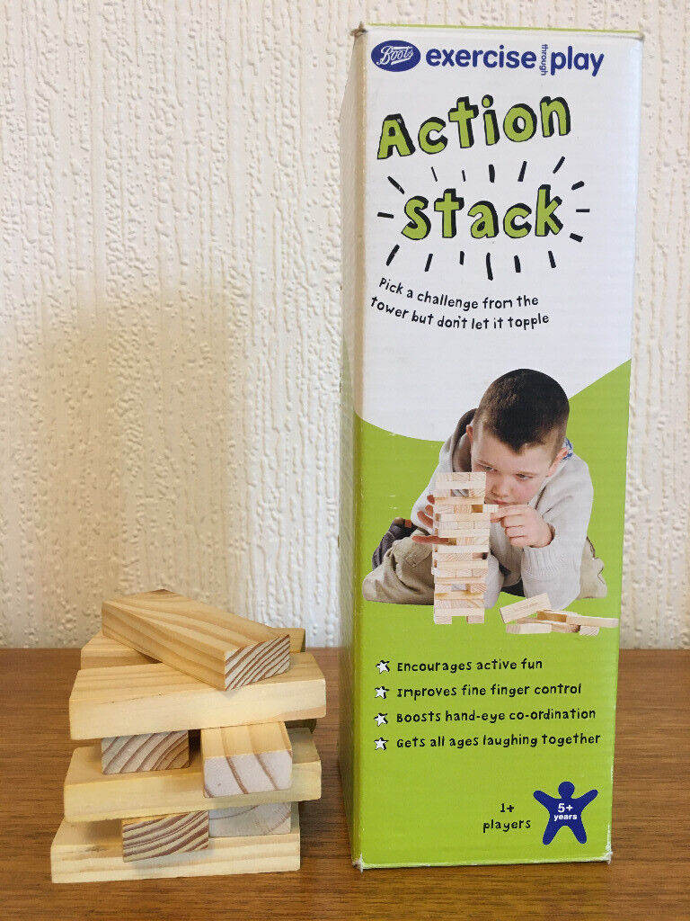 QUALITY WOODEN JENGA ACTION STACK TUMBLING TOWER GAME-5YRS +