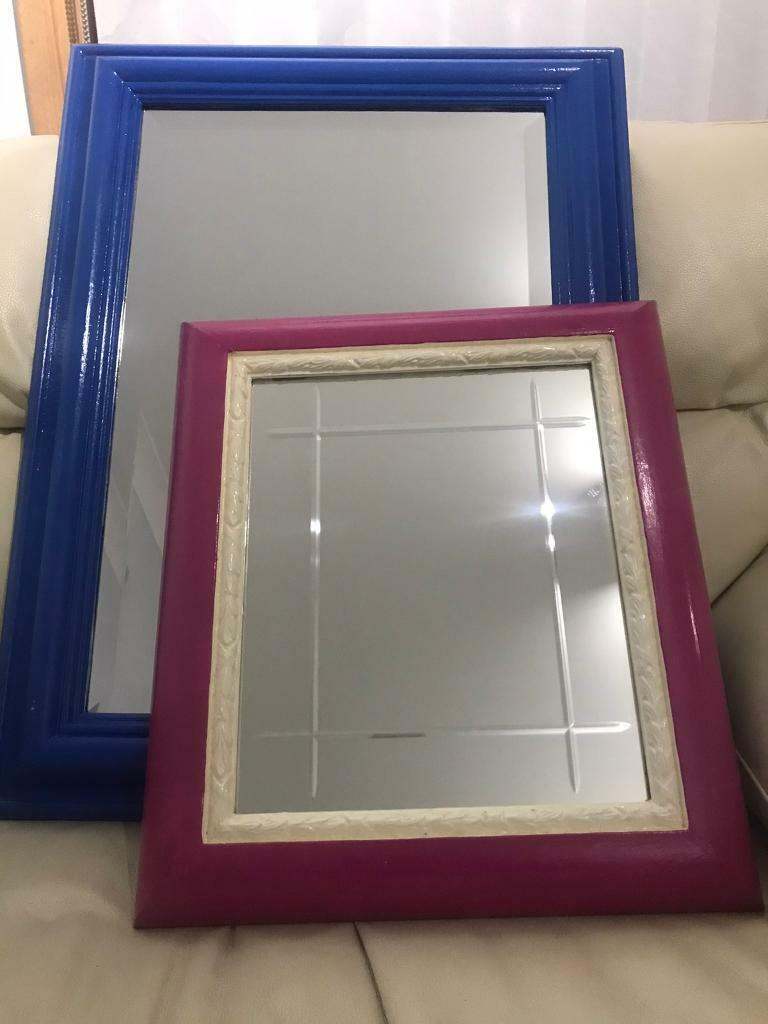 Mirrors - 1 pink & white, 1 larger blue
