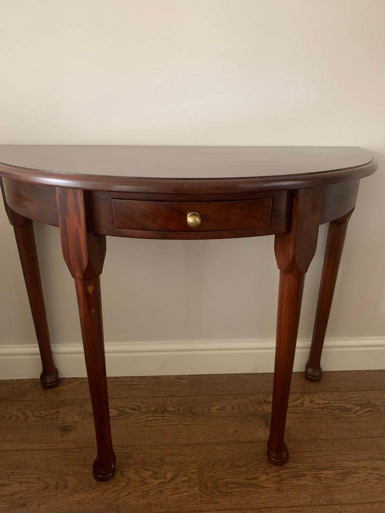 image for Barker & Stonehouse Mahogany solid wood, half moon table with drawer, 