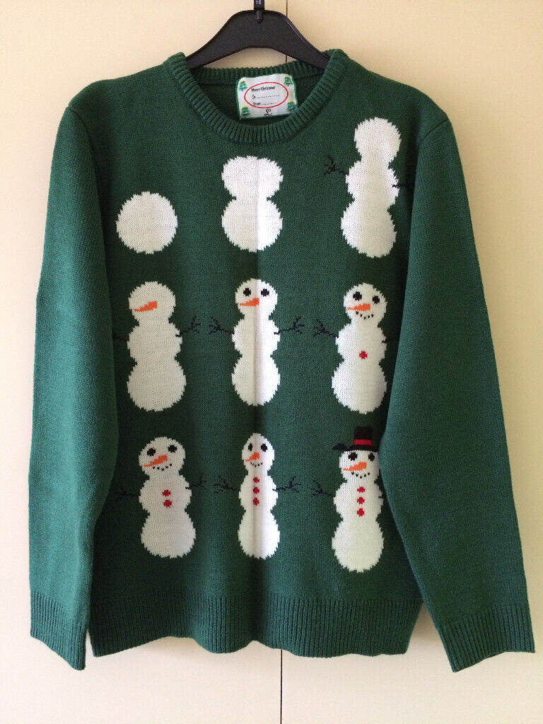 UNISEX MENS WOMENS GREEN CHRISTMAS JUMPER  SIZE L
