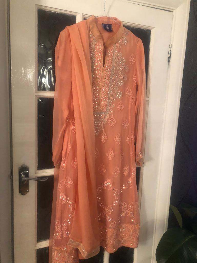 Asian Amina Boutique pastel coral trouser suit 3 piece 