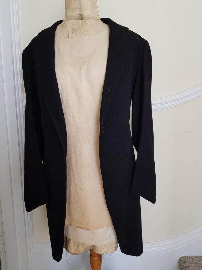 Vintage (1930s?) black woollen morning coat (for formal day wear at weddings etc)