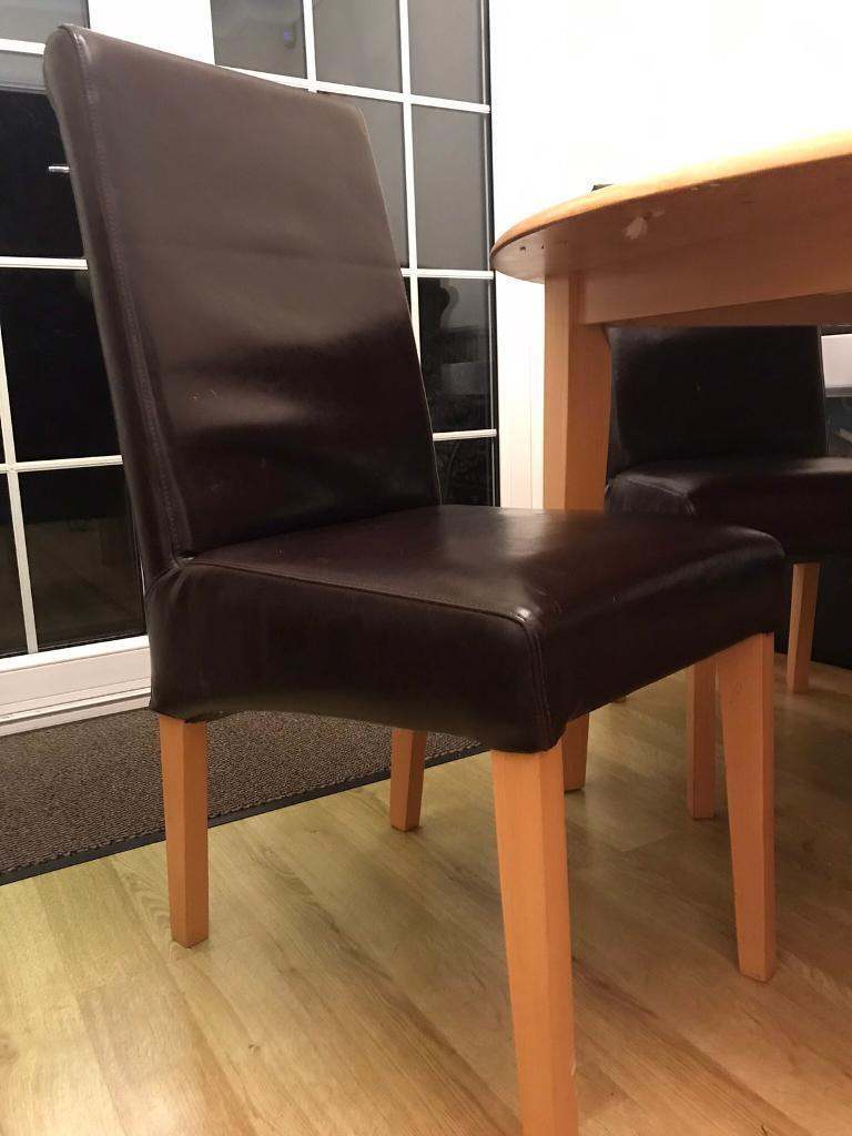 Wooden dining table + 4 chairs