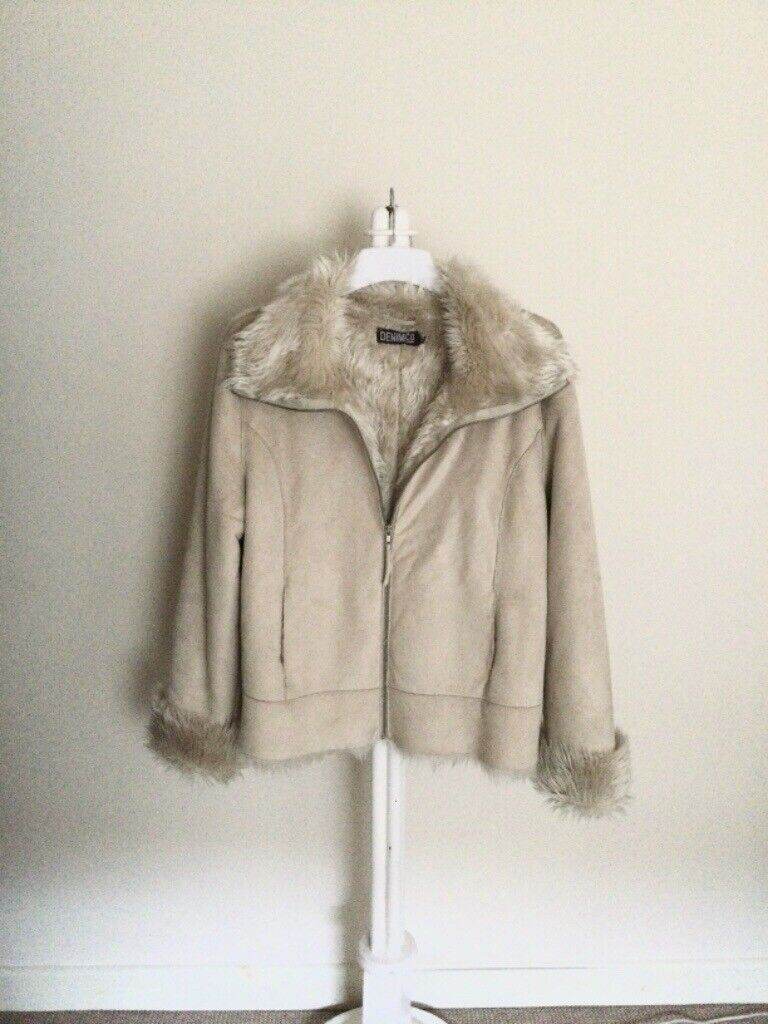 Faux suede & fur coat Size 16 from denim co