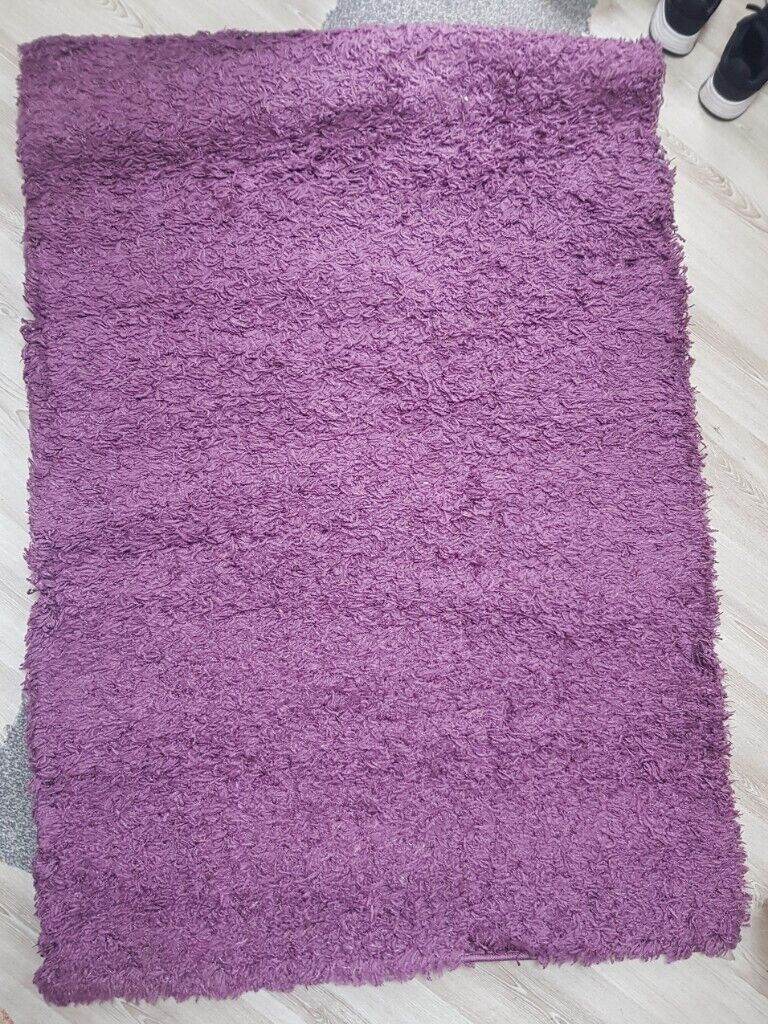 100cm by 150cm Large Purple with sparkles high pile Shaggy Rug