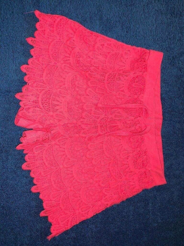 Girls Pink Primark Lace Front Shorts Age 9-10 Years IP1
