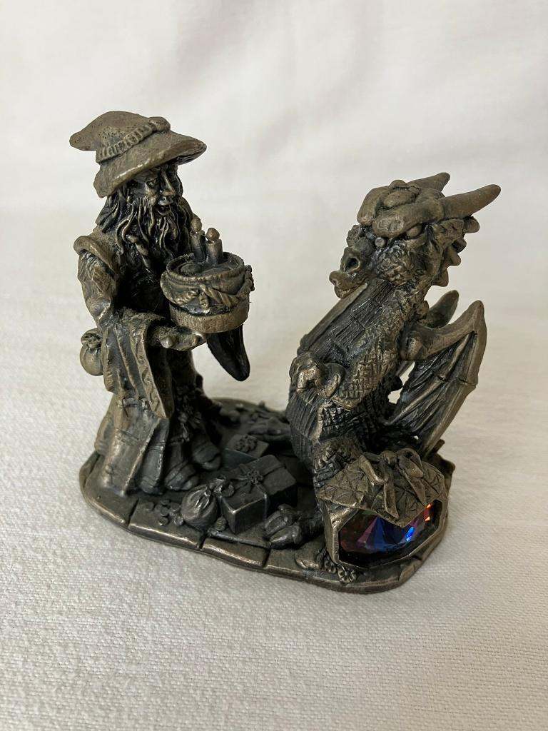 Heavy Pewter Sculpture by Tudor Mint Myth and Magic MAKE A WISH! Collectable Figurine 