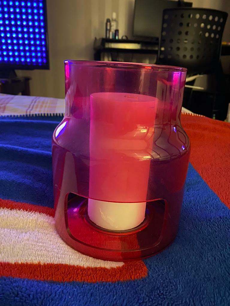 Large IKEA Pink glass Candle Holder