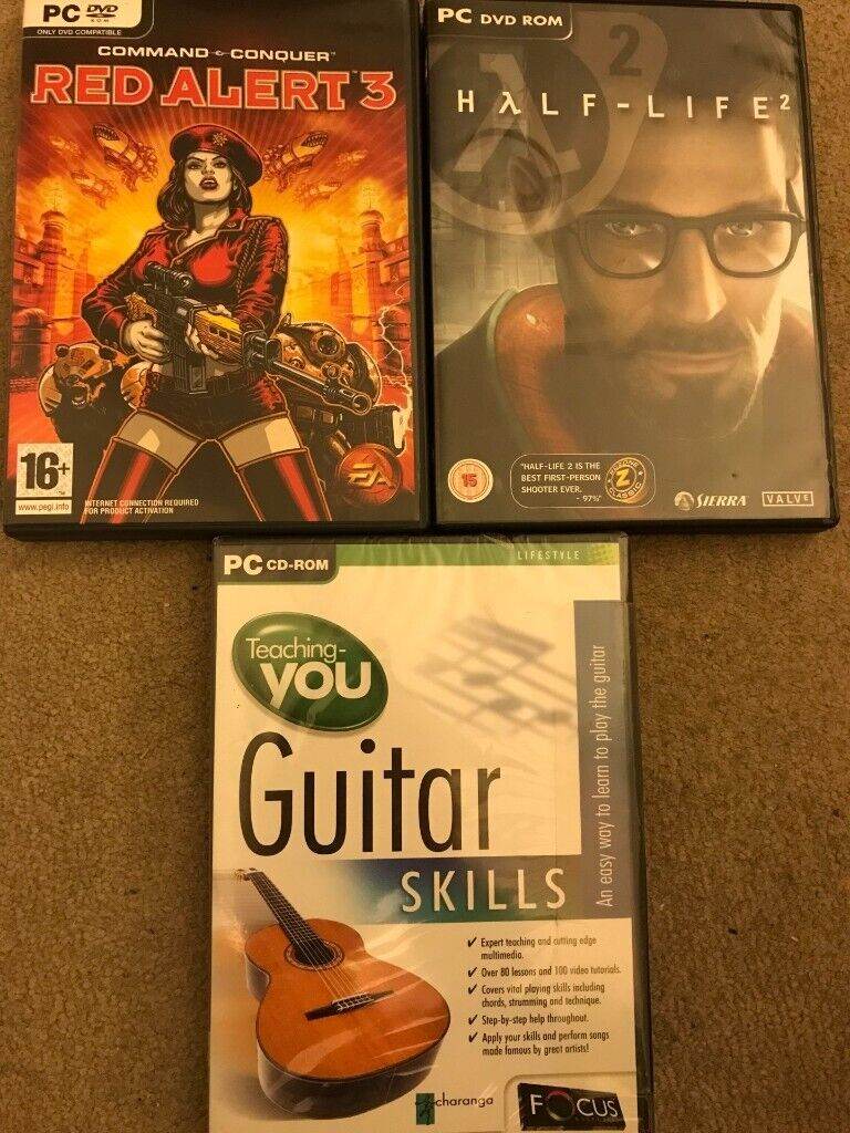 Red Alert 3, Half Life 2, PC games, Teaching You Guitar Skills PC ROM(sealed)