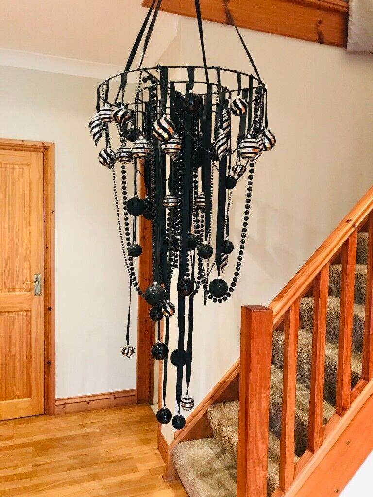 Large Black Silver Circular Hanging Pendant Occasion Event Wedding Decoration  - NEW