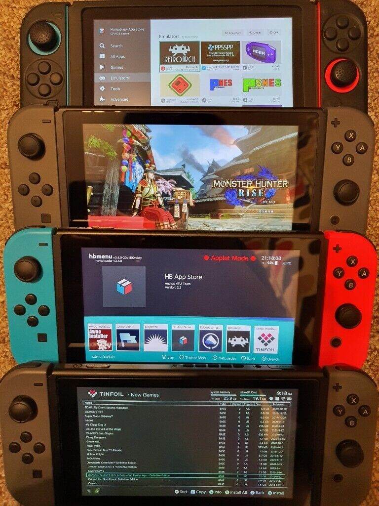Unpatched Nintendo switch mod RCM atmosphere payload game games
