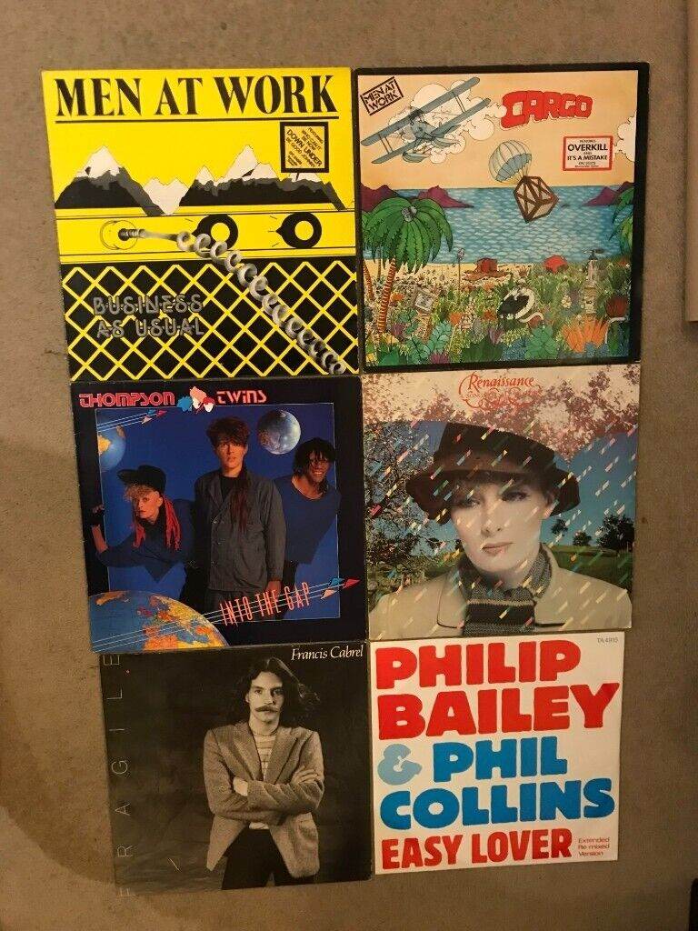 Men at Work, Thompson Twins, Renaissance, Phil Collins LP's+12 inch
