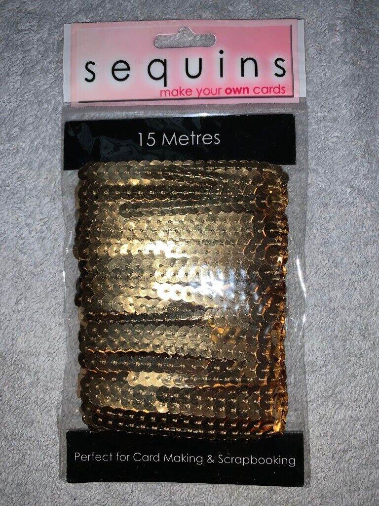 New Card Making Scrapbooking 15 Metres Gold Sequins IP1
