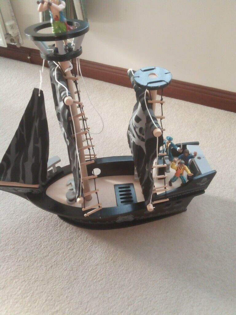 Wooden Pirate Sailing  Ship with Figures.
