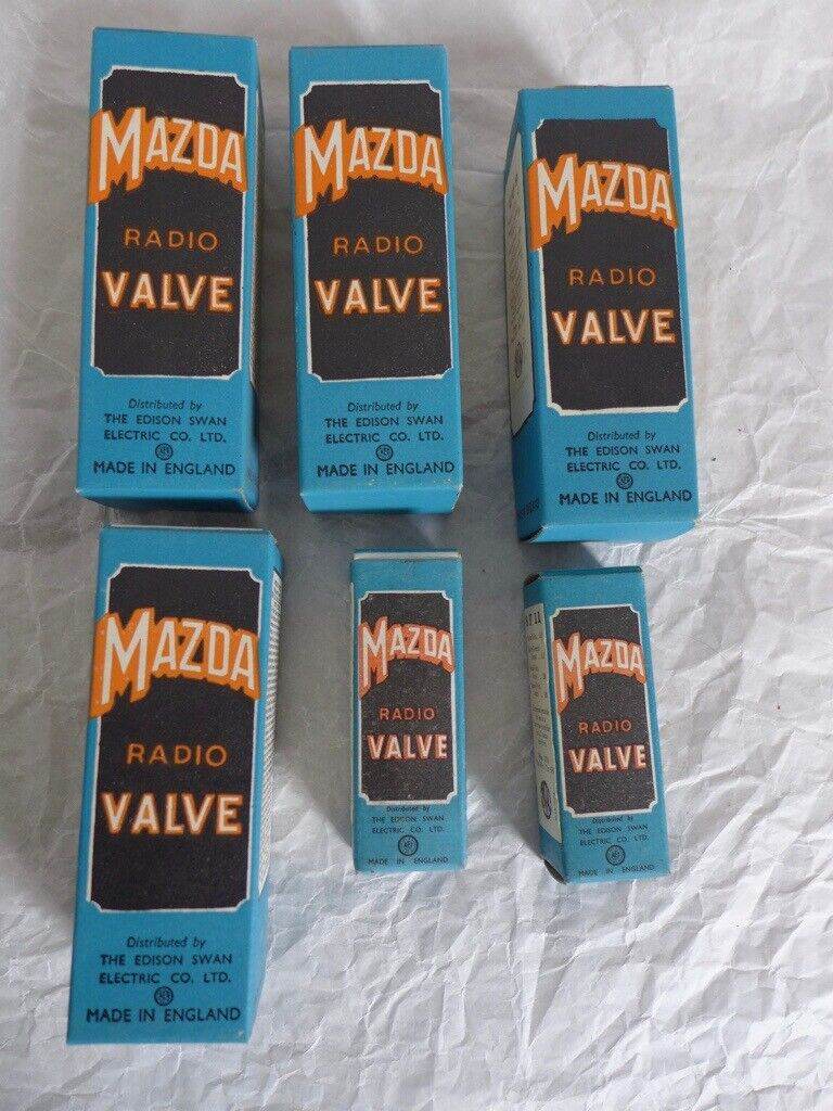 Job lot of SIX Vintage MAZDA Radio Valves. All untouched in original boxes, see photos.