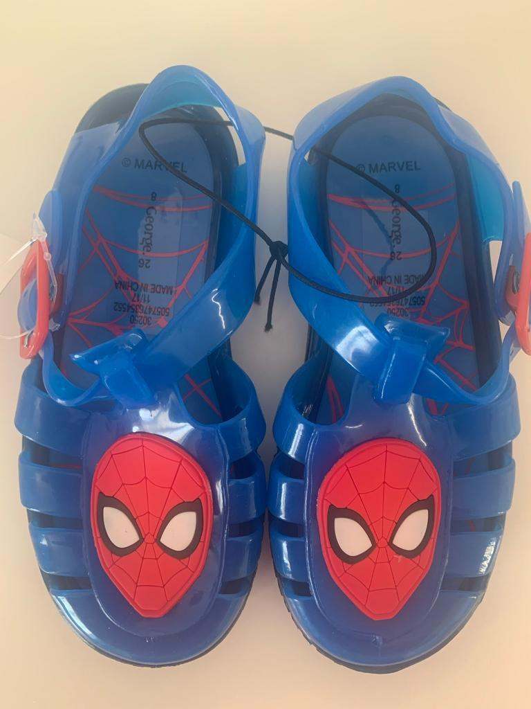 NEW Spider-Man Jelly Shoes size 8 RRP £6 kids boys sandals  
