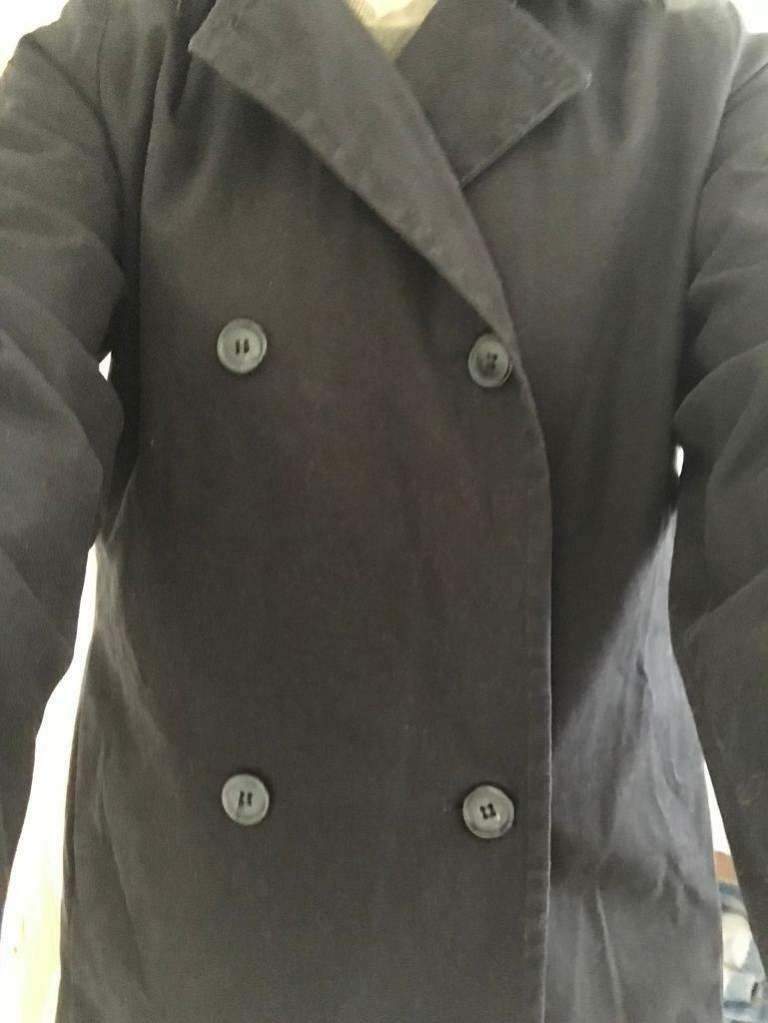 M&S Black double breasted coat size 10