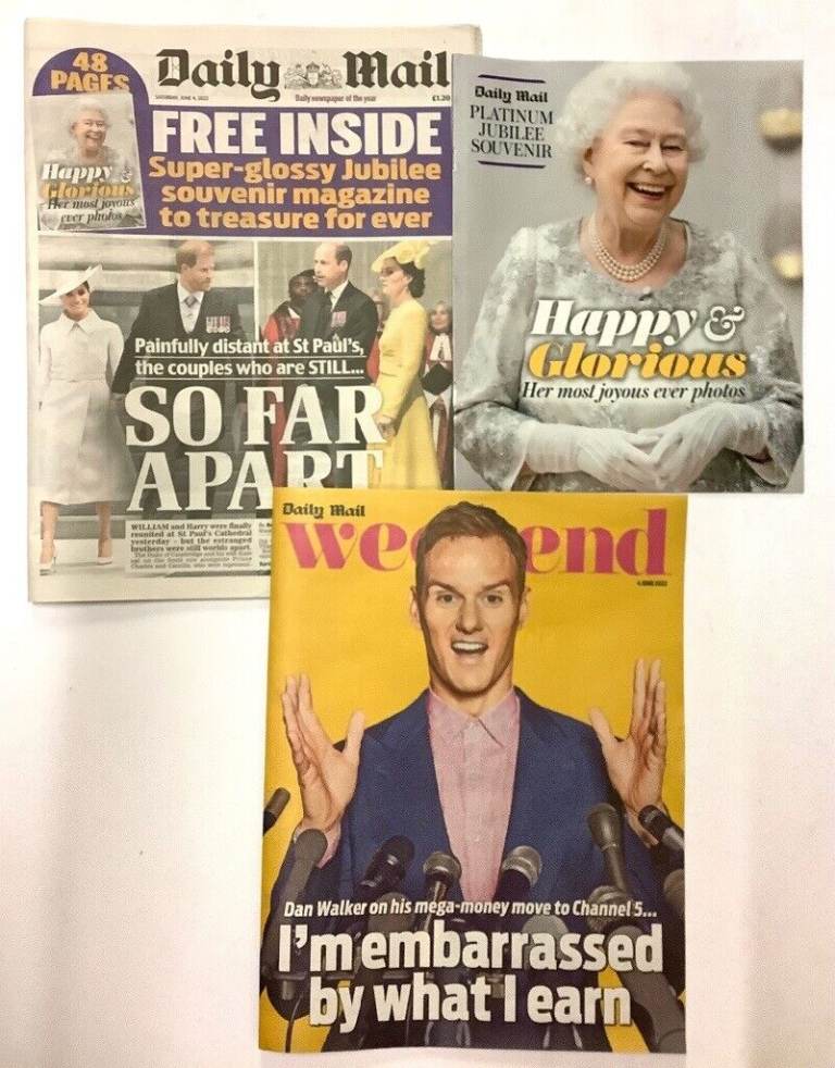 Daily Mail Newspaper 4th June 2022 Queen's Platinum Jubilee Thanksgiving