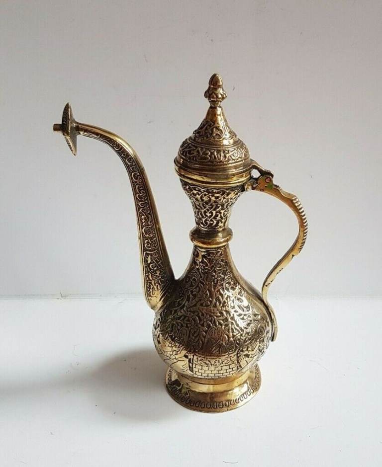 Antique Brass Arabic Islamic Middle Eastern Dallah Ewer Water Pitcher Jug