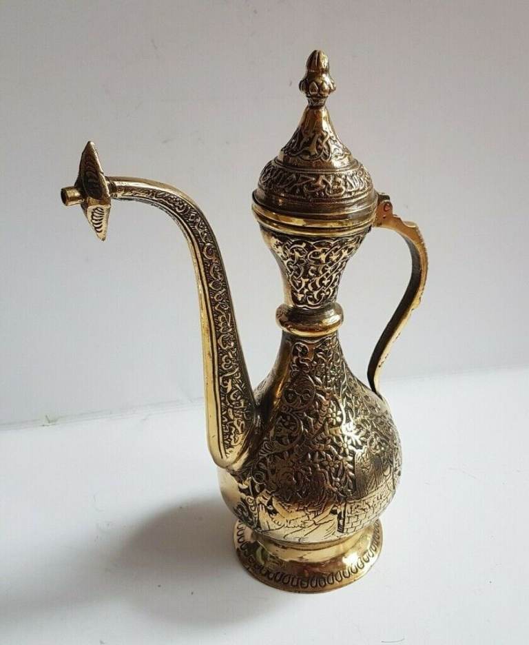 Antique Brass Arabic Islamic Middle Eastern Dallah Ewer Water Pitcher Jug