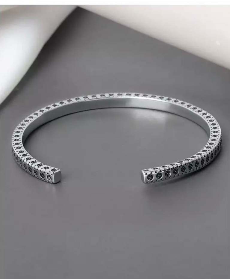 Silver Color engraved Carved Style  Square Bracelet Couple Friend Gift