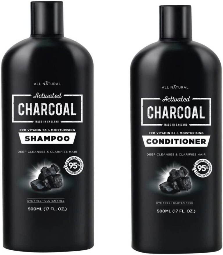 All Natural Activated Charcoal Shampoo 500ml & Conditioner 500ml Set