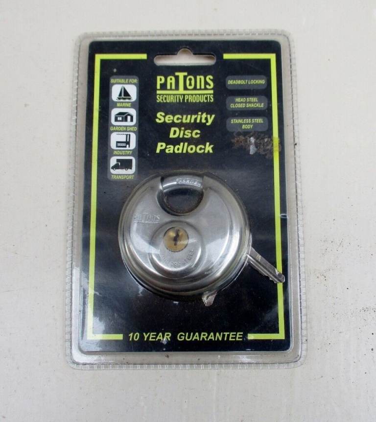 BRAND NEW GOOD QUALITY PATON 60mm DISCUS PADLOCK WITH 2 KEYS. 