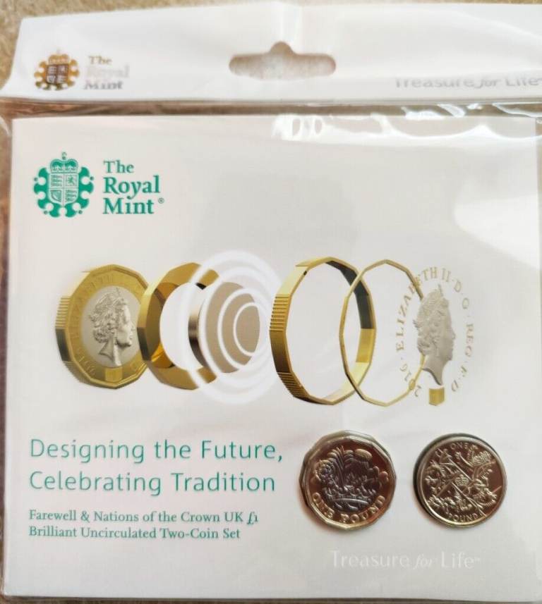 RARE!10K MINTED!!!2016-17 Farewell and Nations of the Crown BU £1 2 coin RM pack, NICE GIFT!
