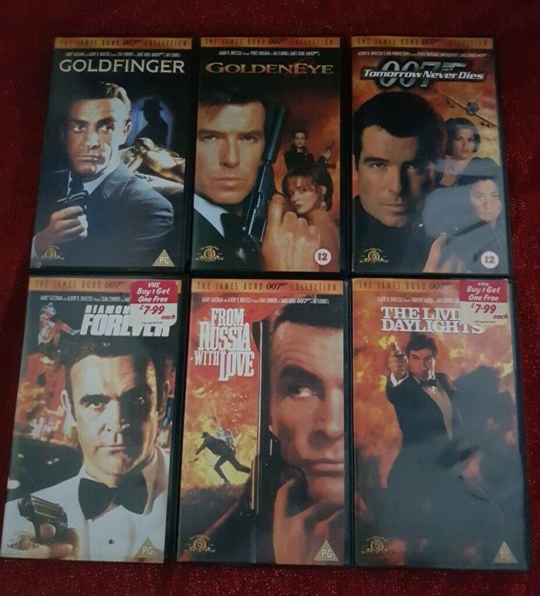James Bond Movies x 6 on VHS Tape