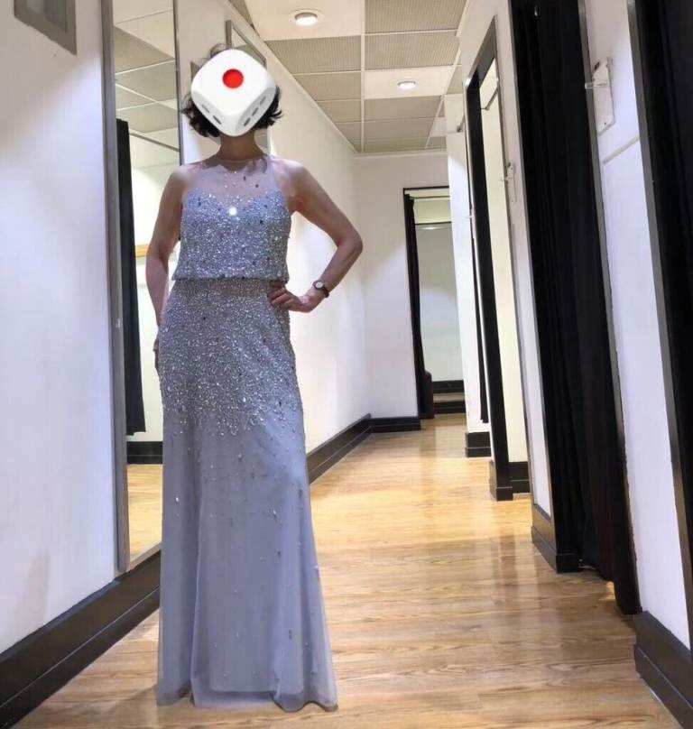 MONSOON glittering silver evening dress.  