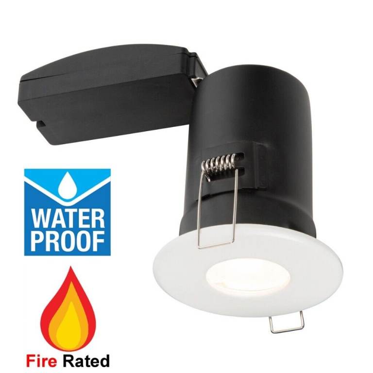 Fire Rated Waterproof Downlight / Ceiling Light, Matt White Cover For Bathroom / Toilet / Kitchen