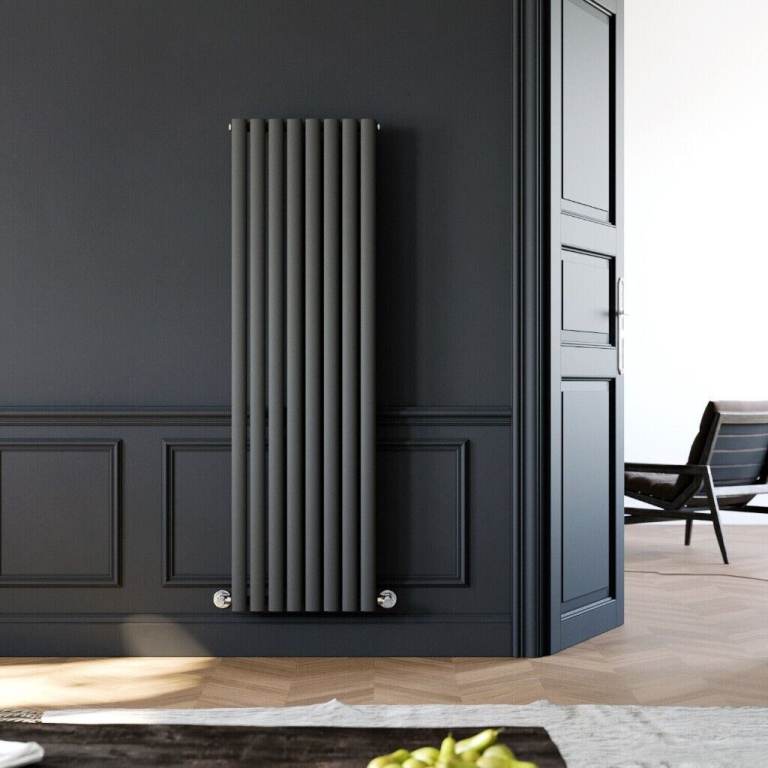 New Single Anthracite Oval Panel Vertical Radiator 1600 x 480mm RRP £260 Our Price £115