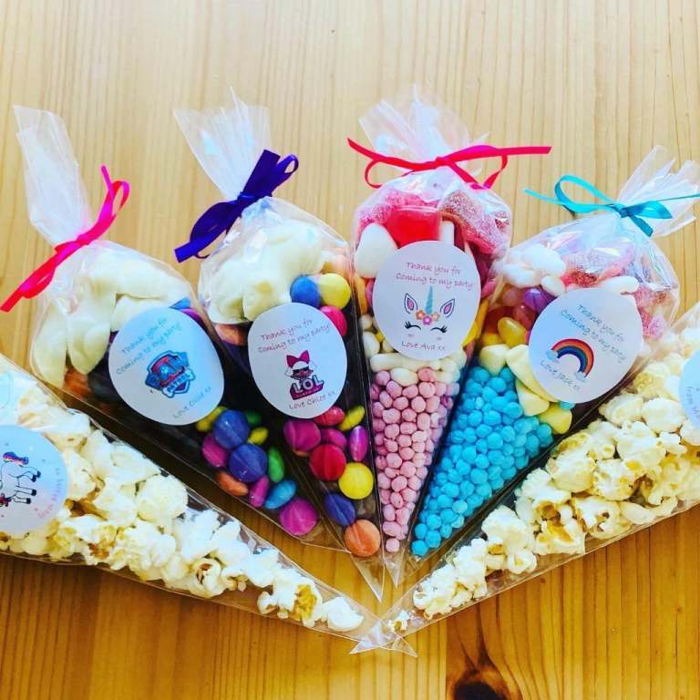 Party sweet cones popcorn cones and chocolate cones party bag 